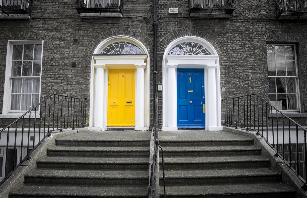 Blue yellow doors
